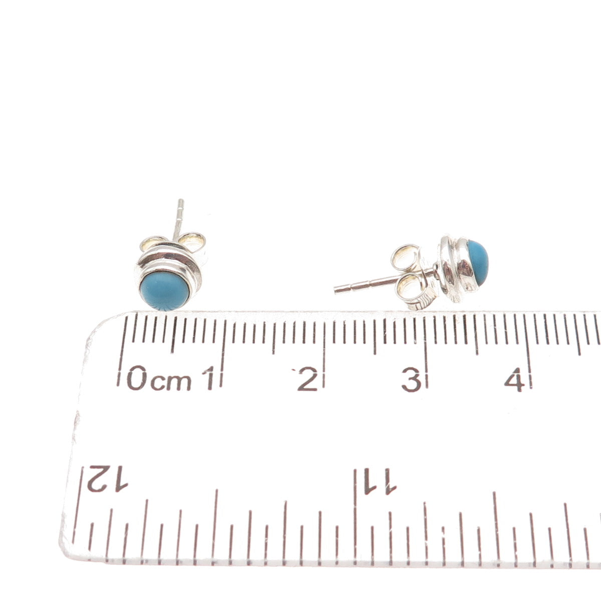 925 Sterling Silver Vintage Real Turquoise Stud Earrings