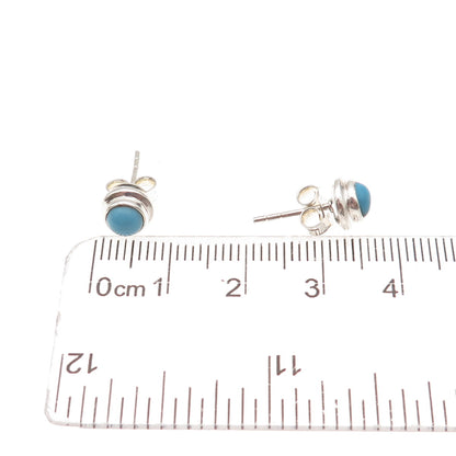 925 Sterling Silver Vintage Real Turquoise Stud Earrings