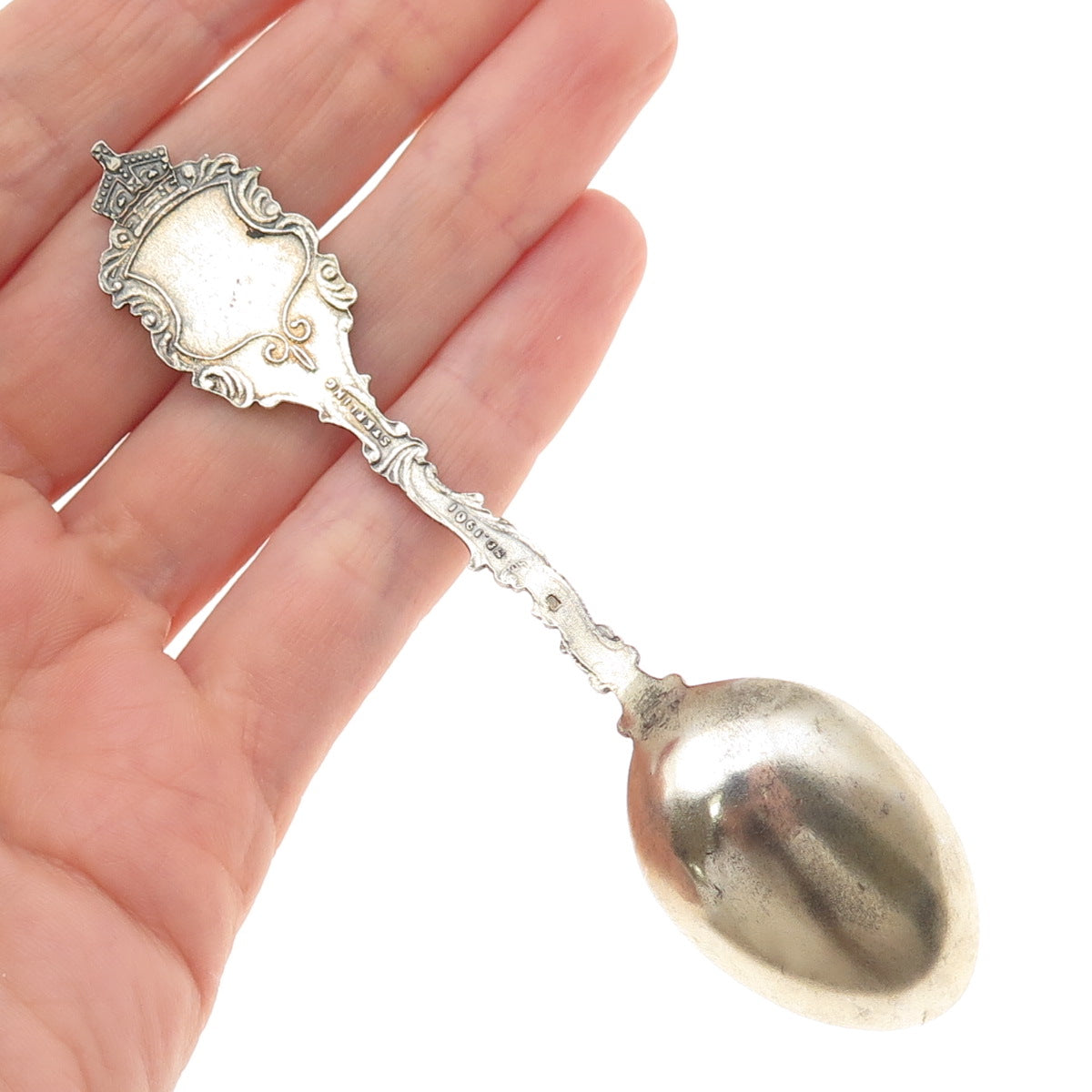 925 Sterling Antique 1901 Canada Enamel St. Paul's Church Halifax Coffee Spoon