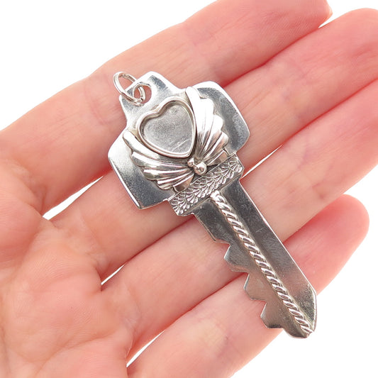 Benson Manygoats Navajo Old Pawn Sterling Vintage Key Pendant (missing stone)