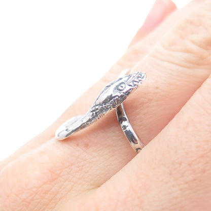 DELFINO Sterling Silver Vintage Mexico Snake Oxidized Adjustable Ring Size 7.75