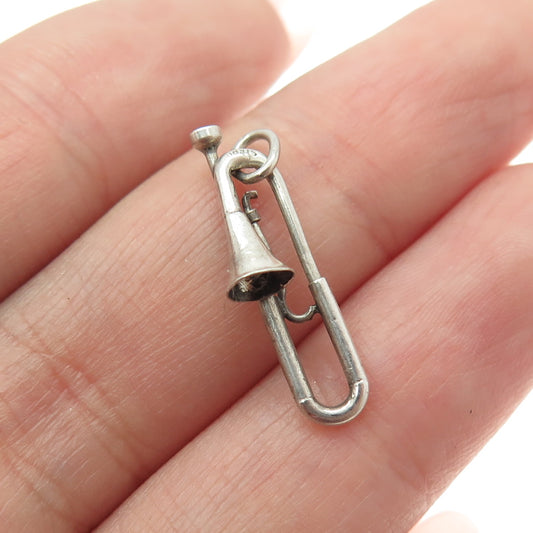 925 Sterling Silver Antique Art Deco Trumpet Minimalist Charm Pendant