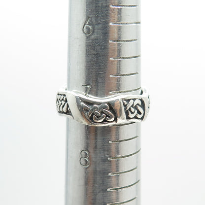 PETER STONE 925 Sterling Silver Vintage Celtic Knot Wavy Oxidized Ring Size 7.5