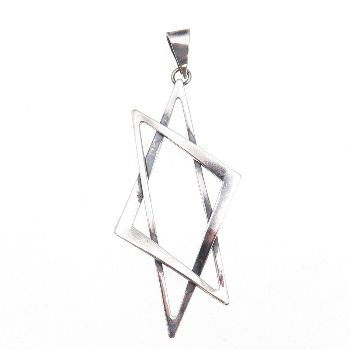 925 Sterling Silver Vintage Israel Star of David Oxidized Charm Pendant