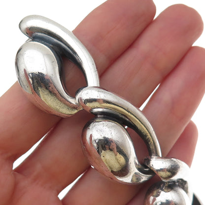 925 Sterling Silver Vintage Modernist Oxidized Bracelet 7.25"