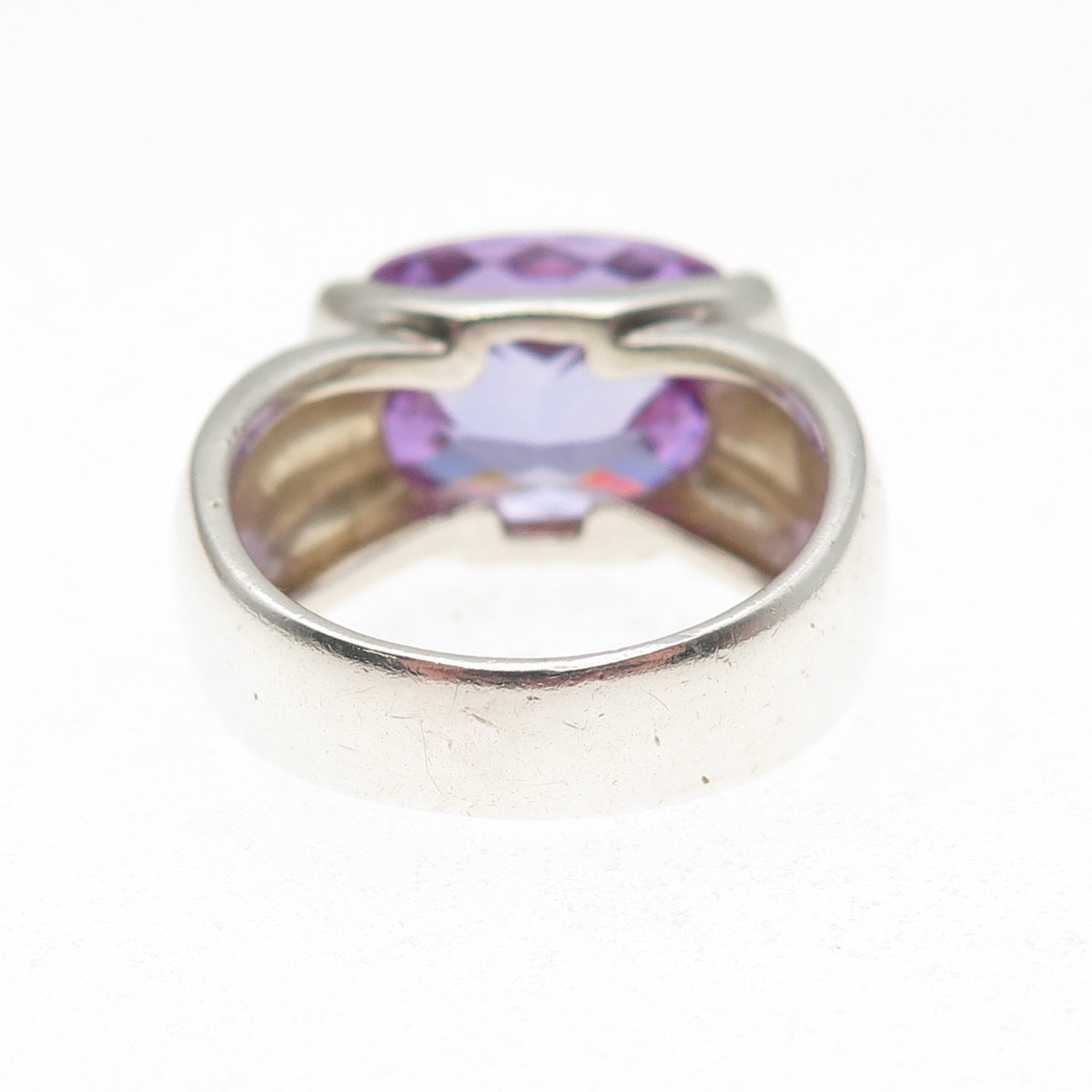 925 Sterling Silver Vintage Lavender C Z Modernist Ring Size 9.25