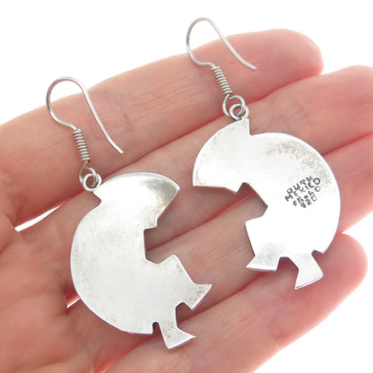 RUTH 925 Sterling Silver Vintage Mexico Kokopelli Oxidized Dangle Earrings