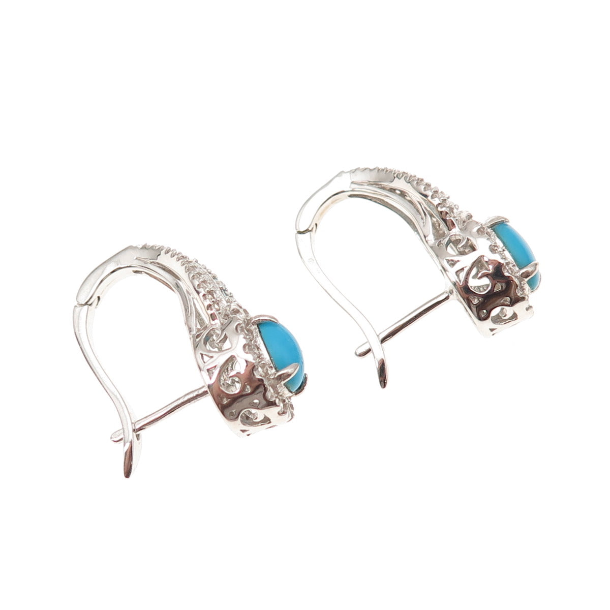 925 Sterling Silver Real Sleeping Beauty Turquoise Apatite White Topaz Earrings