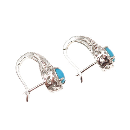 925 Sterling Silver Real Sleeping Beauty Turquoise Apatite White Topaz Earrings