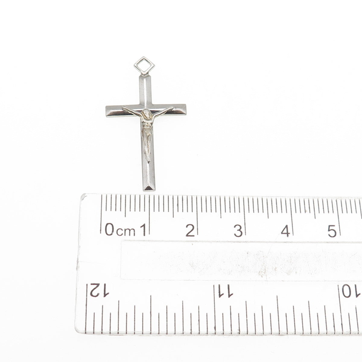 TRU-KAY 925 Sterling Silver Vintage Crucifix Cross Religious Charm Pendant