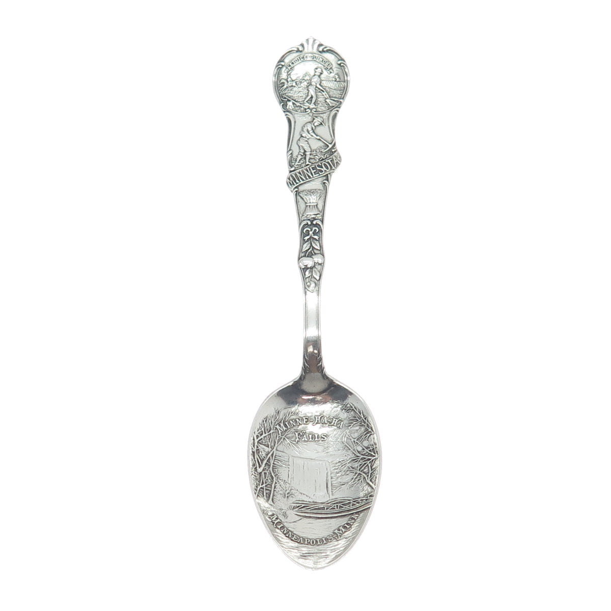 MECHANICS 925 Sterling Silver Antique Minnehaha Falls Minnesota Coffee Spoon