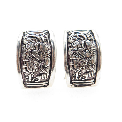 925 Sterling Silver Vintage Tribal Monkey Omega Back Earrings