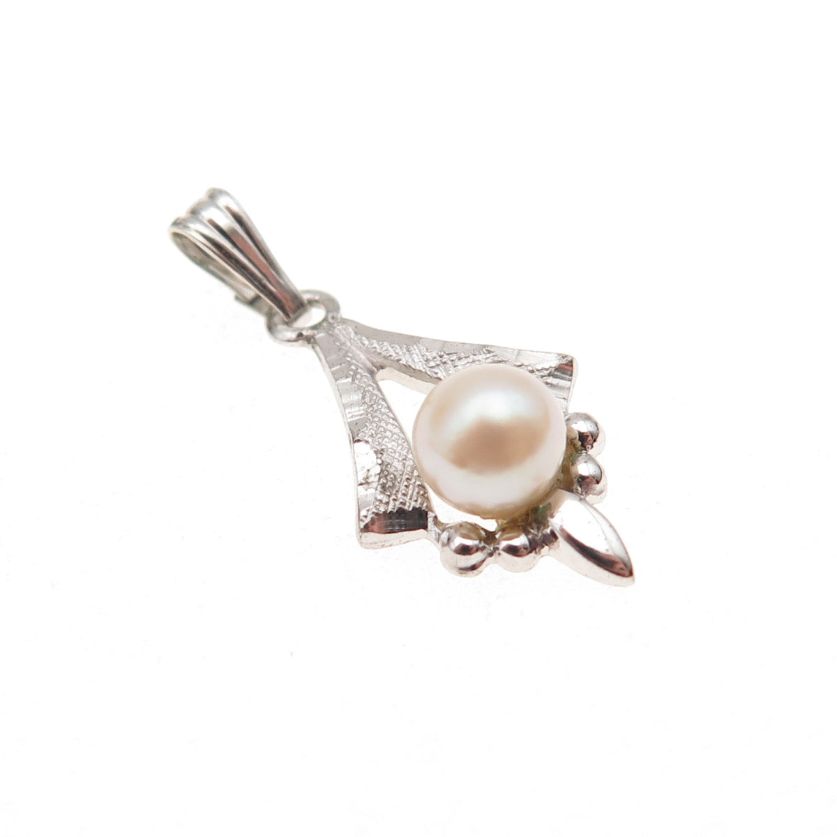 Tru-Kay 925 Sterling Silver Antique Art Deco Real Pearl Charm Pendant