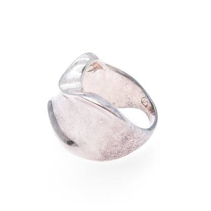 925 Sterling Silver Vintage Italy Modernist Wavy Oxidized Ring Size 7
