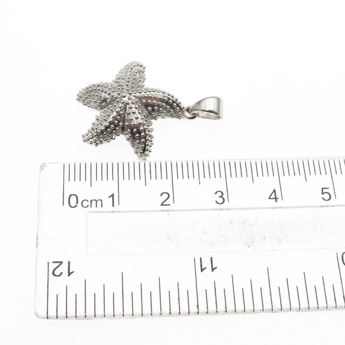 925 Sterling Silver Starfish Granulated Charm Pendant