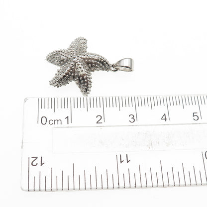 925 Sterling Silver Starfish Granulated Charm Pendant