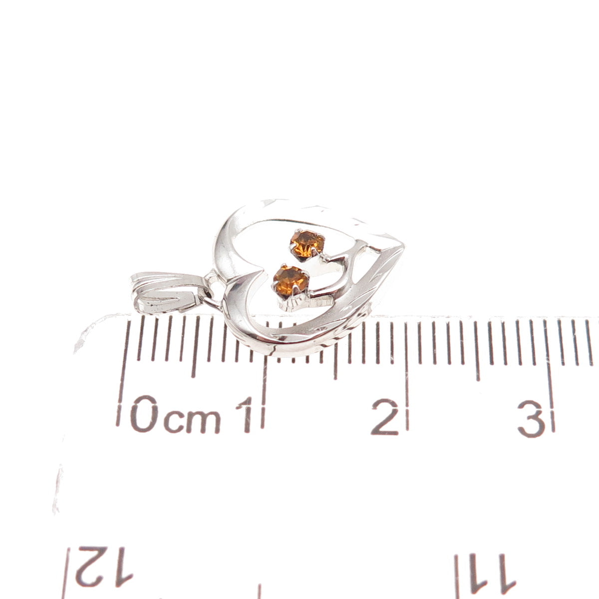 925 Sterling Silver Vintage Rhinestone Heart Mini Charm Pendant