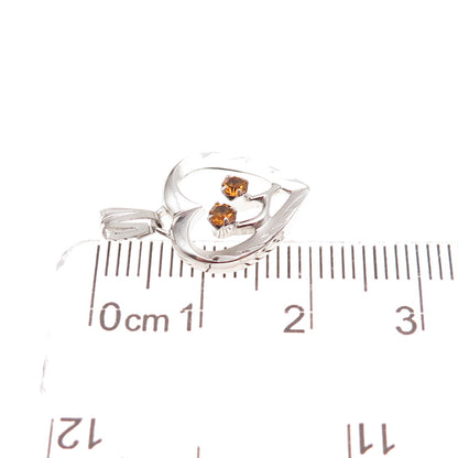 925 Sterling Silver Vintage Rhinestone Heart Mini Charm Pendant