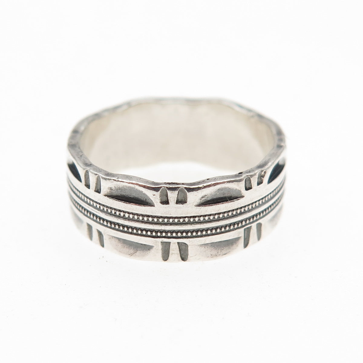 J.D. SCHLANG CO. 925 Sterling Silver Vintage Oxidized Band Ring Size 4.5