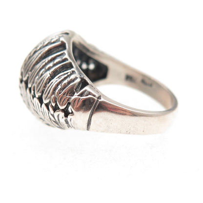 925 Sterling Silver Vintage Italy Seashell Dome Oxidized Ring Size 6.25