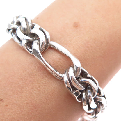 925 Sterling Silver Vintage Mexico Heavy 78.2g Bismark Link Bracelet 8.25"