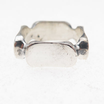 925 Sterling Silver Vintage Mexico Modernist Oxidized Ring Size 7.5