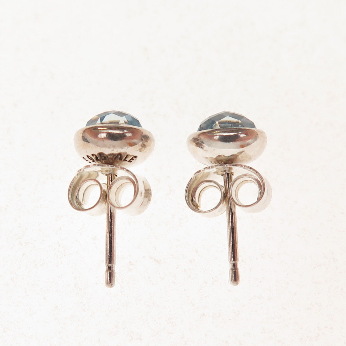 Pandora 925 Sterling Silver Blue Crystal March Birthstone Stud Earrings