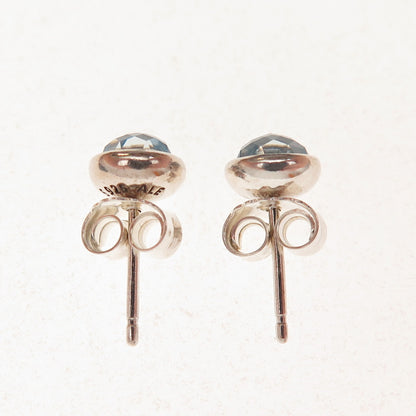 Pandora 925 Sterling Silver Blue Crystal March Birthstone Stud Earrings