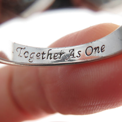 BGE BRADFORD 925 Sterling Real White Topaz Heart Together As One Ring Size 8.5