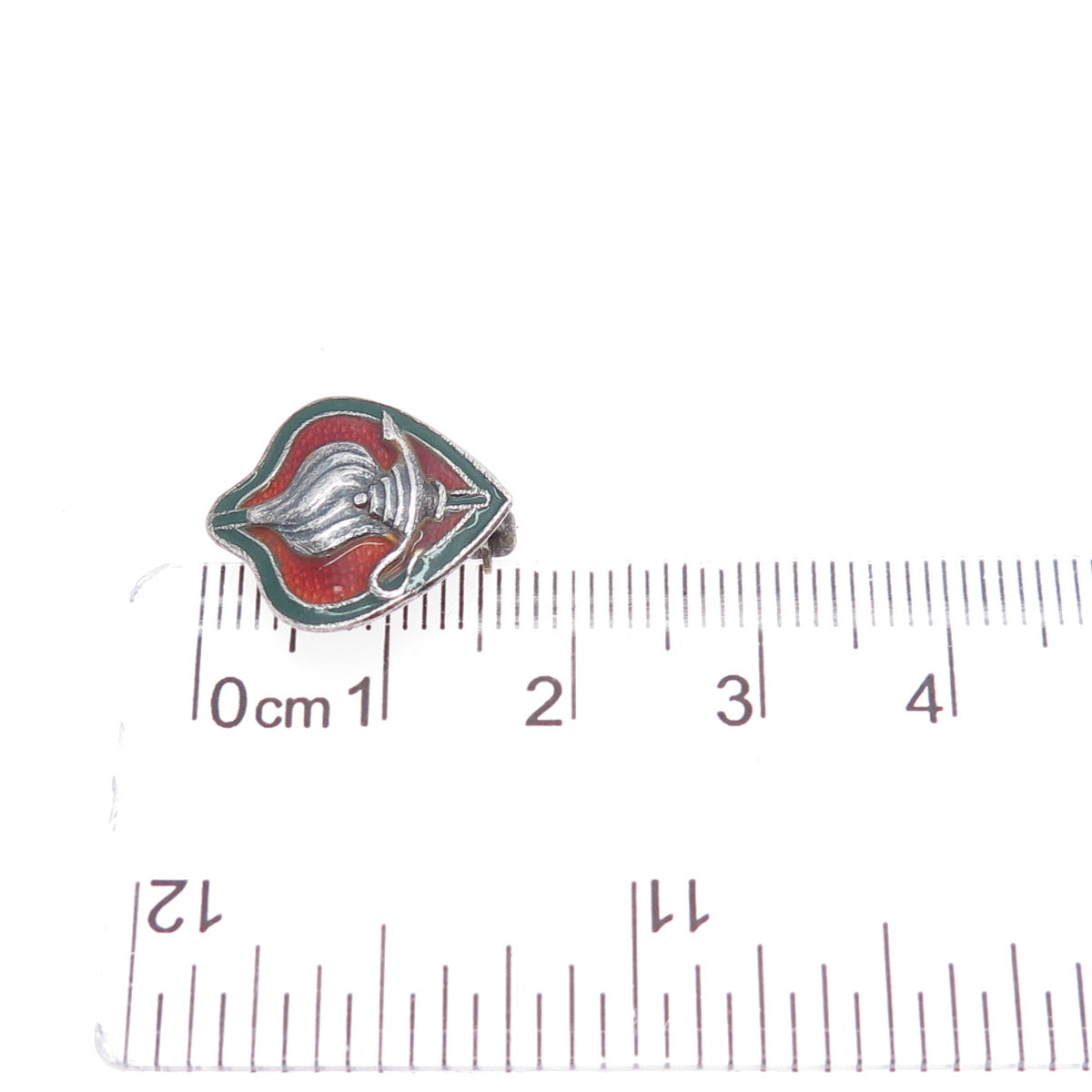 925 Sterling Silver Antique Art Deco Enamel Aladdin's Lamp Oxidized Pin Brooch