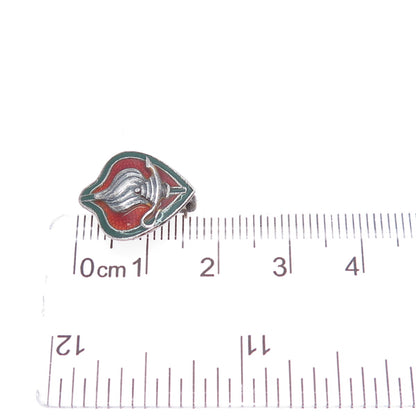 925 Sterling Silver Antique Art Deco Enamel Aladdin's Lamp Oxidized Pin Brooch