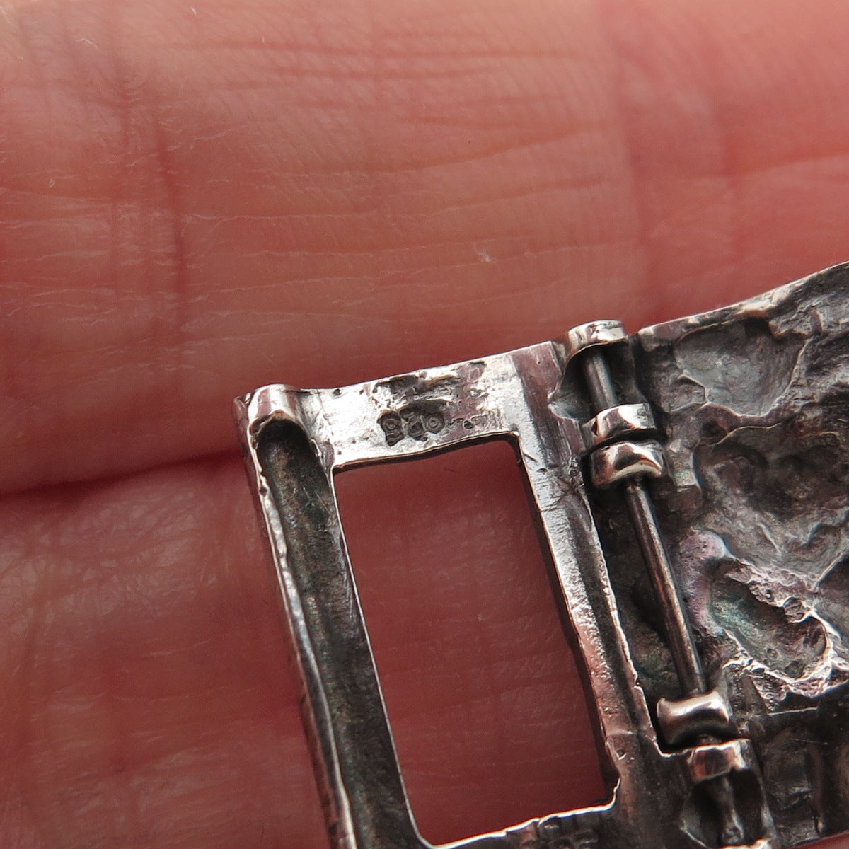 925 Sterling Silver Vintage Bracelet / Necklace Oxidized Nugget Lock Clasp