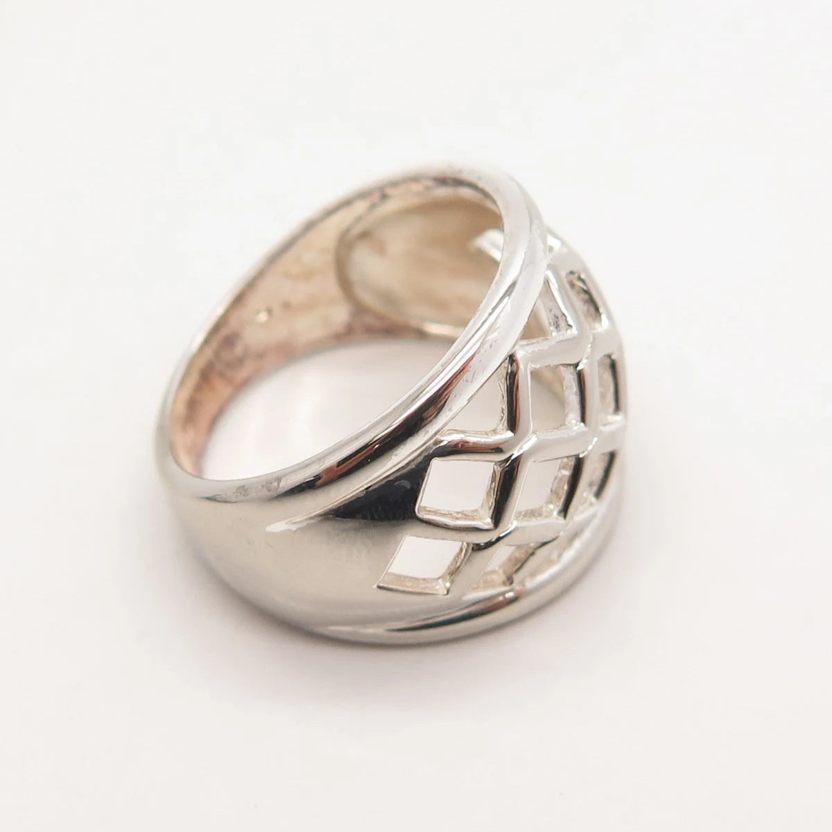 925 Sterling Silver Vintage Cage Ring Size 8.25