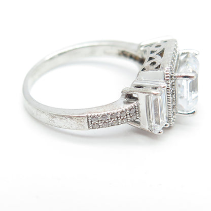 925 Sterling Silver Multi-Cut C Z Engagement Ring Size 7.25