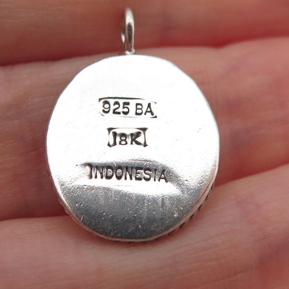 Suarti Bali 925 Sterling Silver 18K Gold Vintage Floral Scroll Charm Pendant