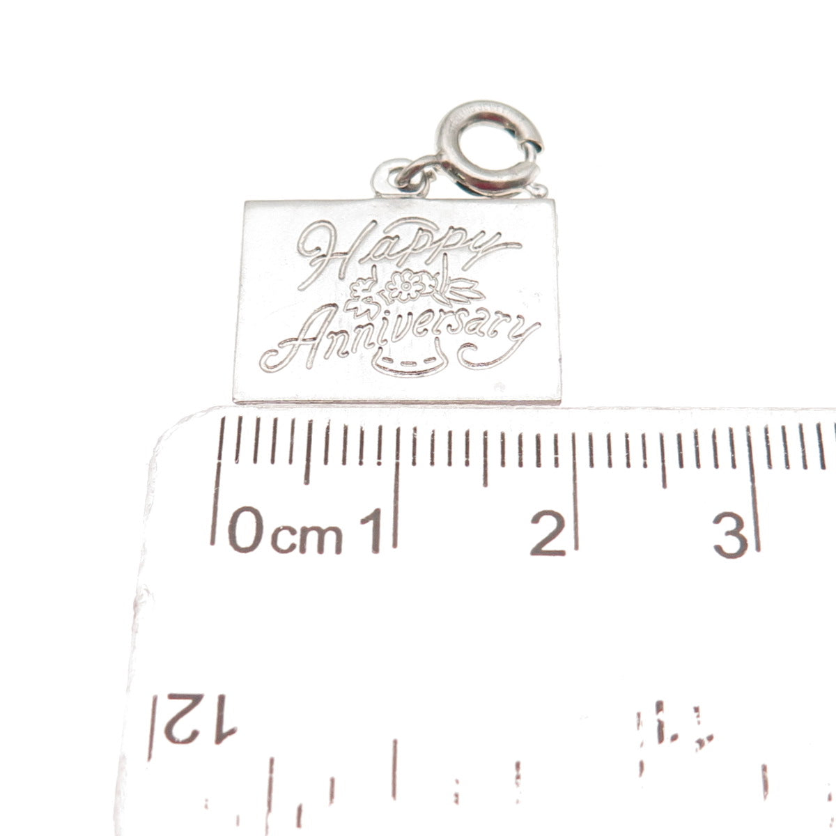 Jewelart 925 Sterling Silver Vintage Happy Anniversary Spring Ring Mini Pendant