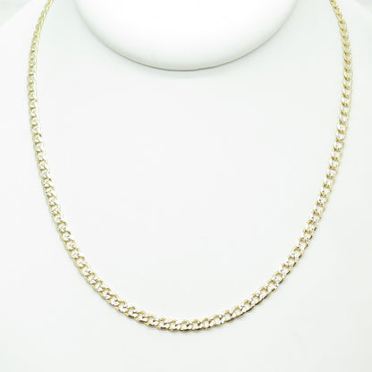P. LUX 925 Sterling Silver Gold Plated Italy Diamond-Cut Curb Chain Necklace 24"