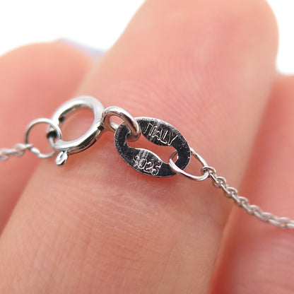 925 Sterling Silver Round-Cut Blue & White C Z Cable Chain Necklace 18"