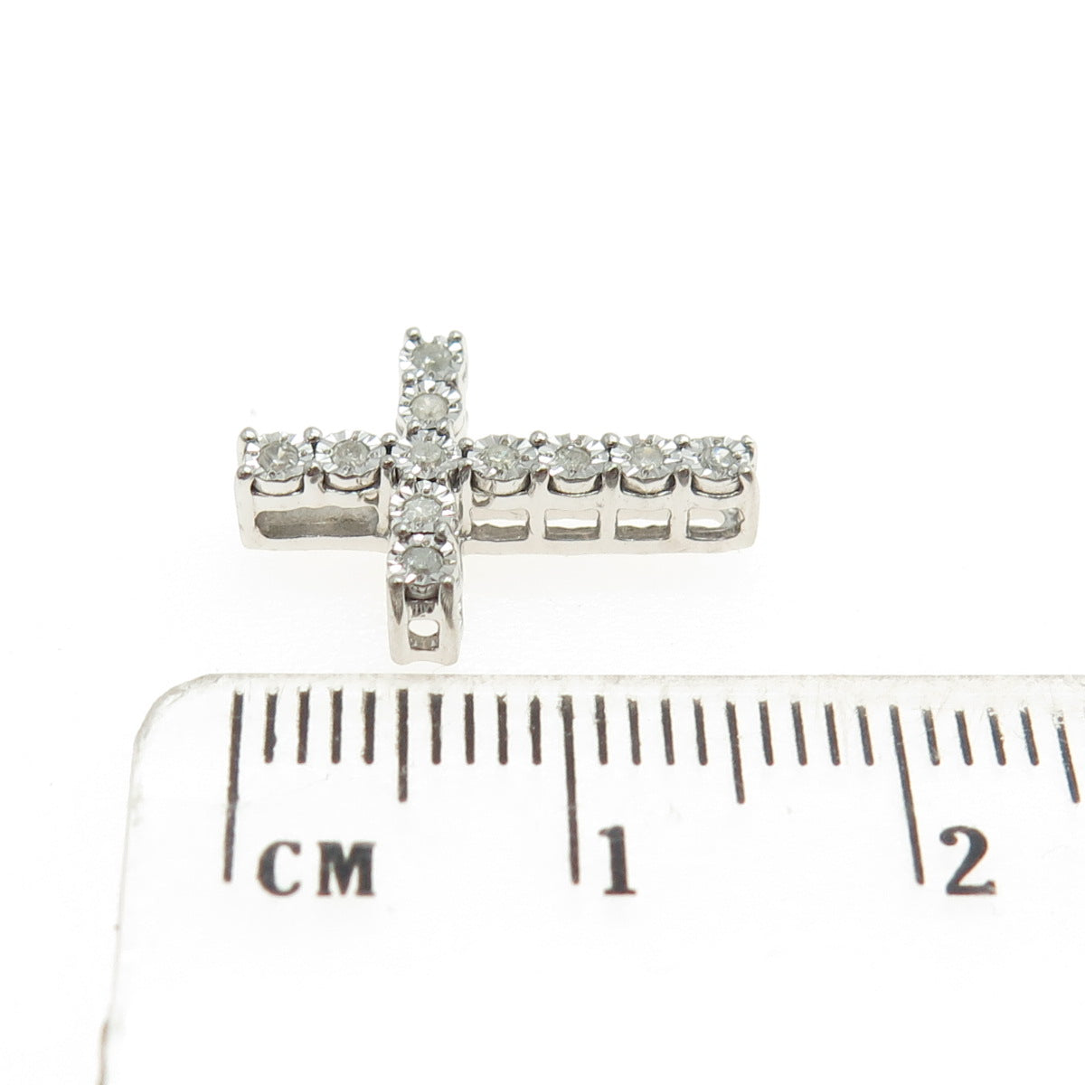 SK9 Allure Gems 925 Sterling Silver Real Round-Cut Diamond Cross Slide Pendant