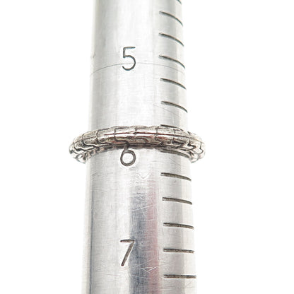 SAJEN 925 Sterling Silver Vintage Real Blue Topaz Modernist Oxidized Ring Size 6