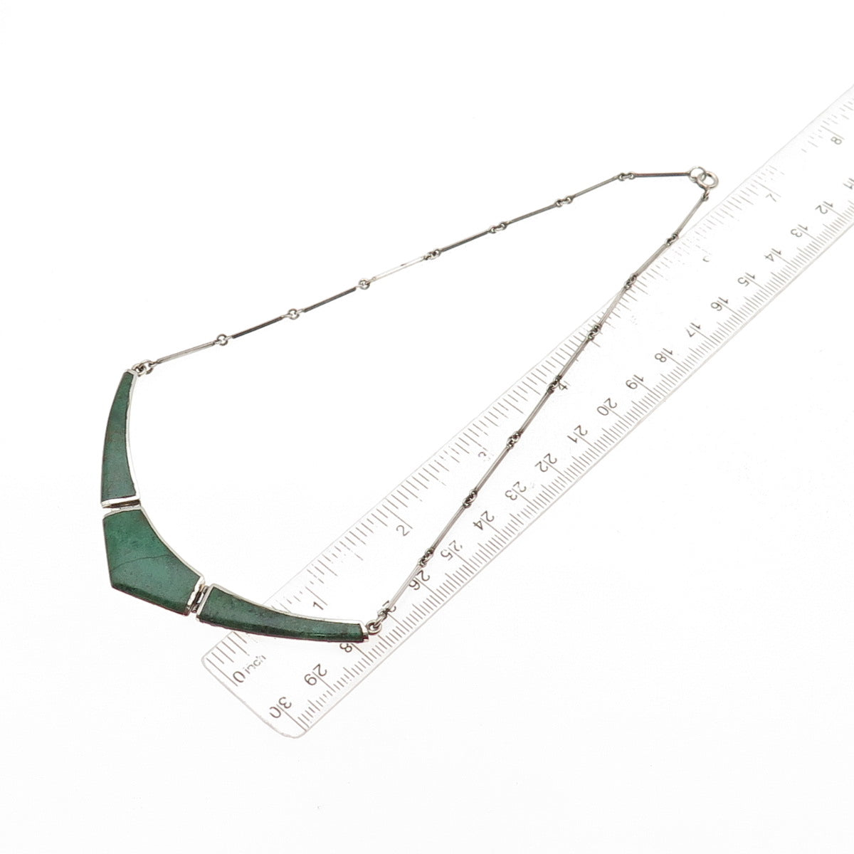 925 Sterling Silver Vintage Real Eilat Modernist V-Shape Bar Chain Necklace 16"