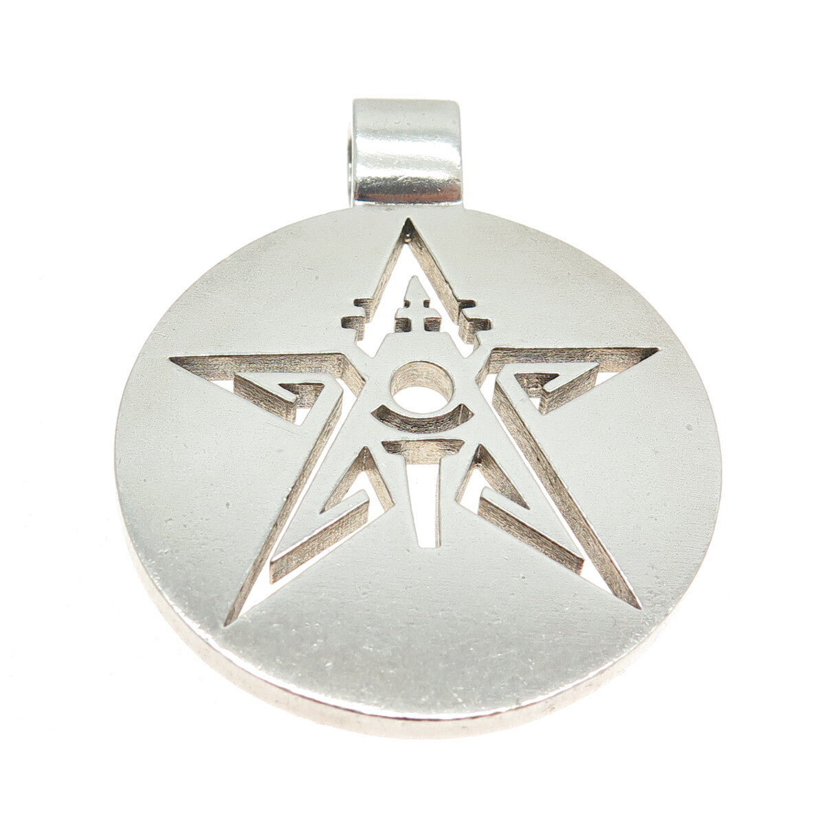 925 Sterling Silver Vintage Spiritual Pentagram Slide Pendant