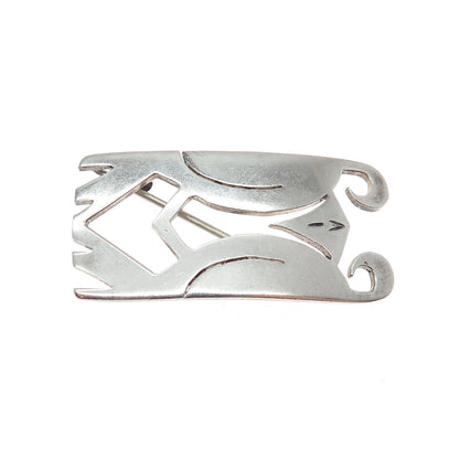 925 Sterling Silver Vintage Modernist Oxidized Pin Brooch