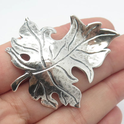 925 Sterling Silver Vintage Brookraft Grape Leaf Pin Brooch