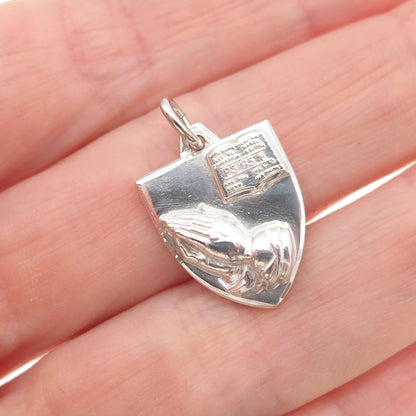 Hayward 925 Sterling Silver Vintage Prayer Hands Mini Charm Pendant