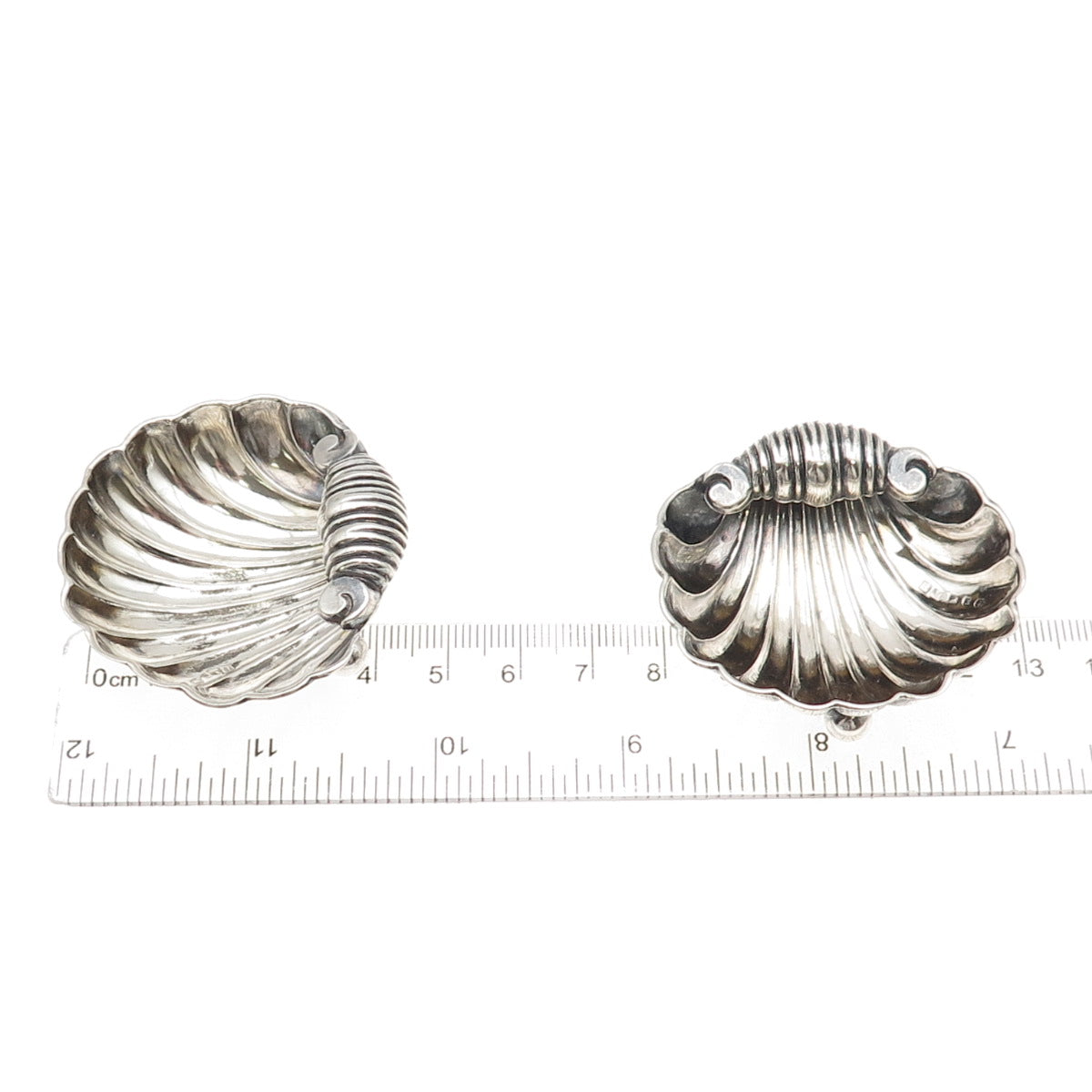 Henry Matthews Sterling Antique 1897 Birmingham SET of 2 Seashell Caviar Dishes