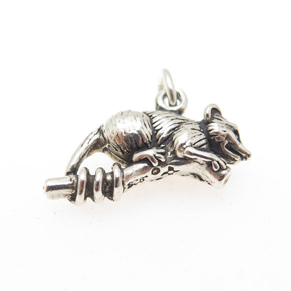 SUN WEST 925 Sterling Silver Vintage Opossum 3D Charm Pendant