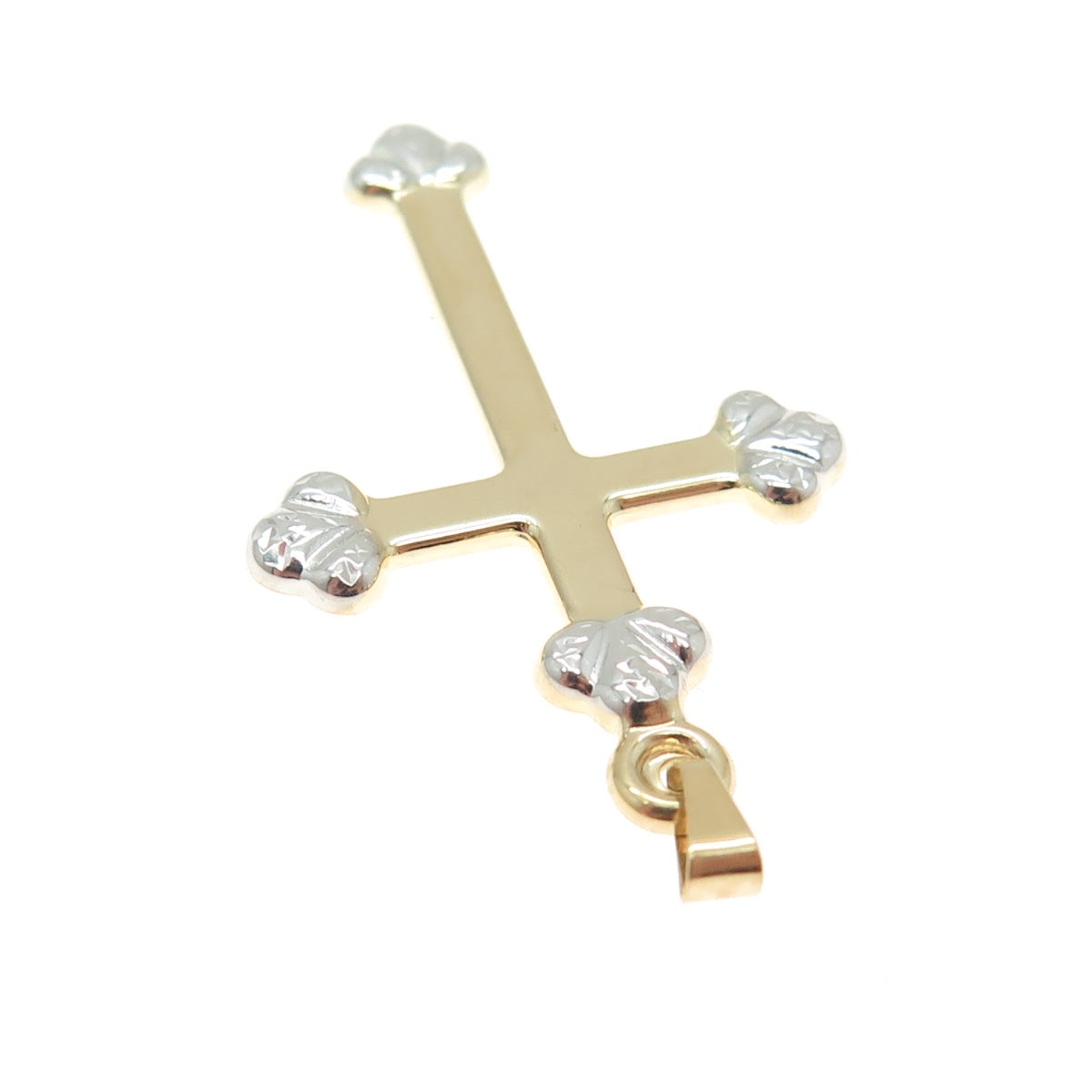 14K Yellow & White Gold Cross Religious Charm Pendant