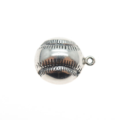 925 Sterling Silver Vintage Baseball Oxidized Mini Charm Pendant