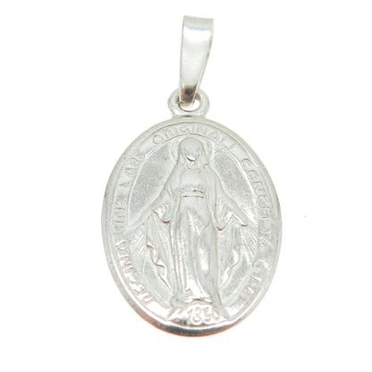 HAN 925 Sterling Silver Vintage St. Mary Miraculous Medal Religious Pendant